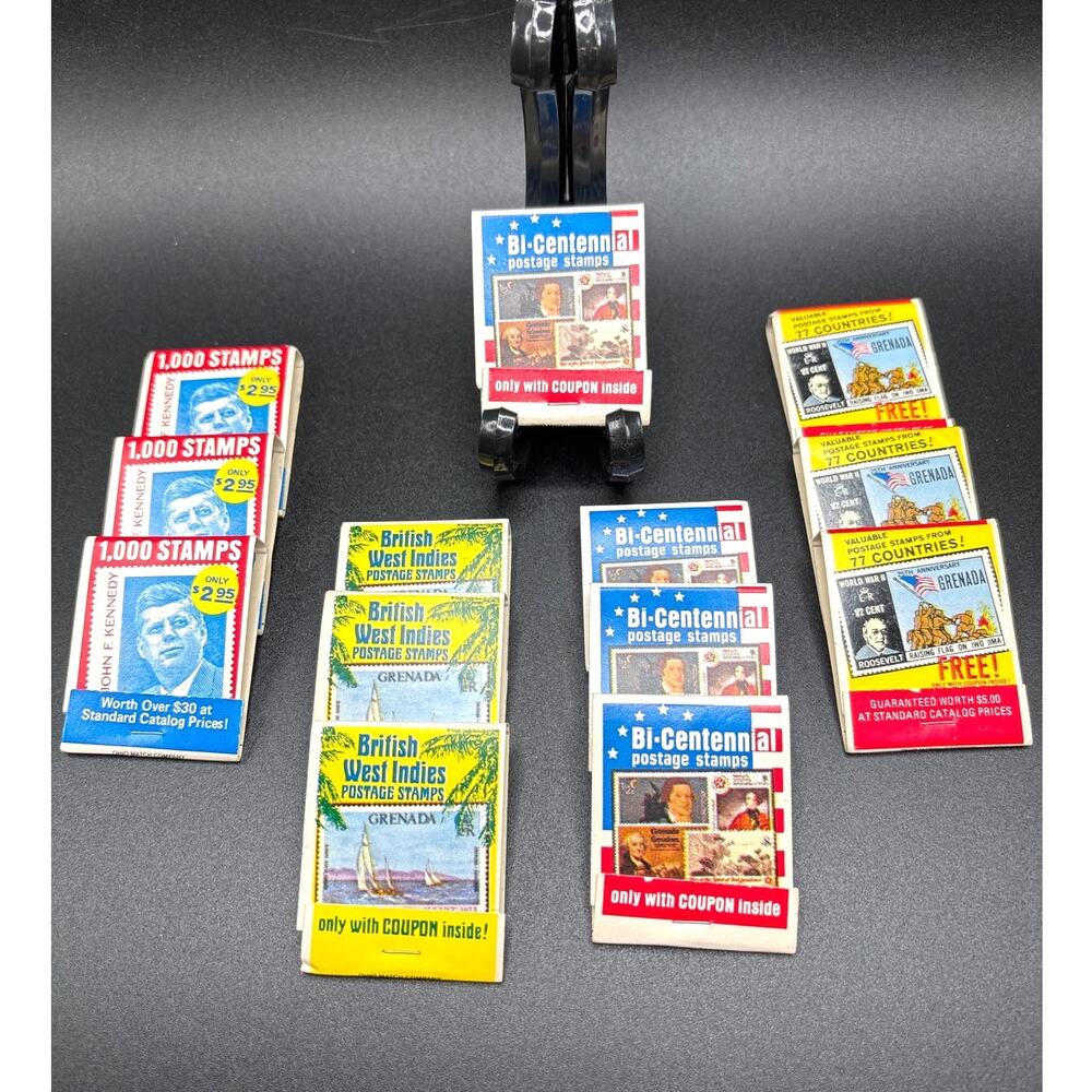 Vintage Matchbooks Advertising Stamps Bi-Centennial, John F. Kennedy Lot of 13